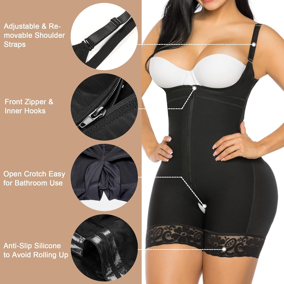 YIANNA Shapewear Damen Bauchweg Stark Formend Body Shaper Bodysuit Miederbody Figurformender Fajas C