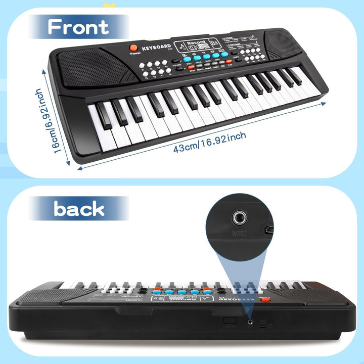 Klavier Keyboard, Digital Piano 37 Tasten Keyboard mit Mikrofon Multifunktions Musik Geschenk für Ki