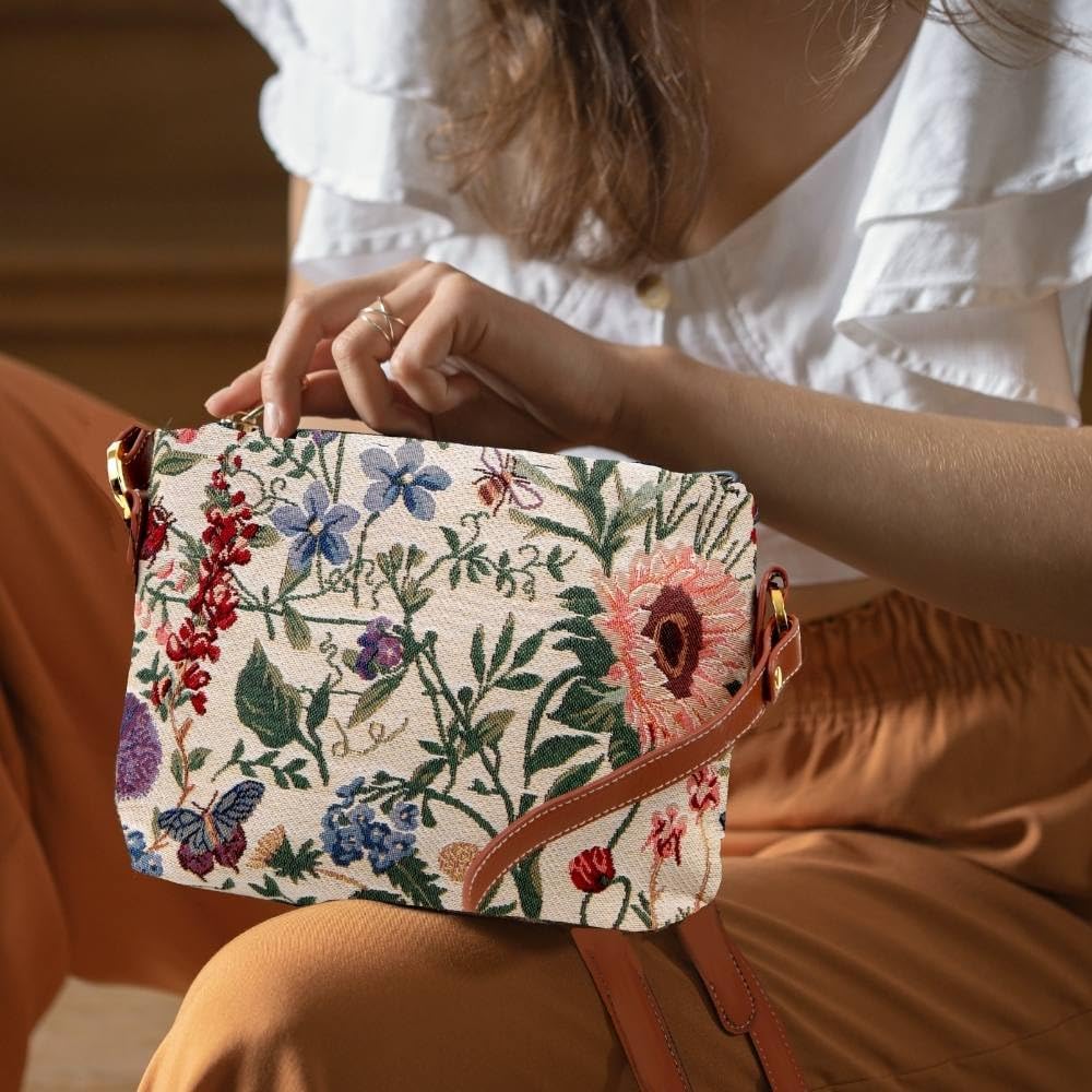 Signare Tapisserie Kleine Handtasche Damen, Umhängetasche Damen, Schultertasche Damen Morgengarten,