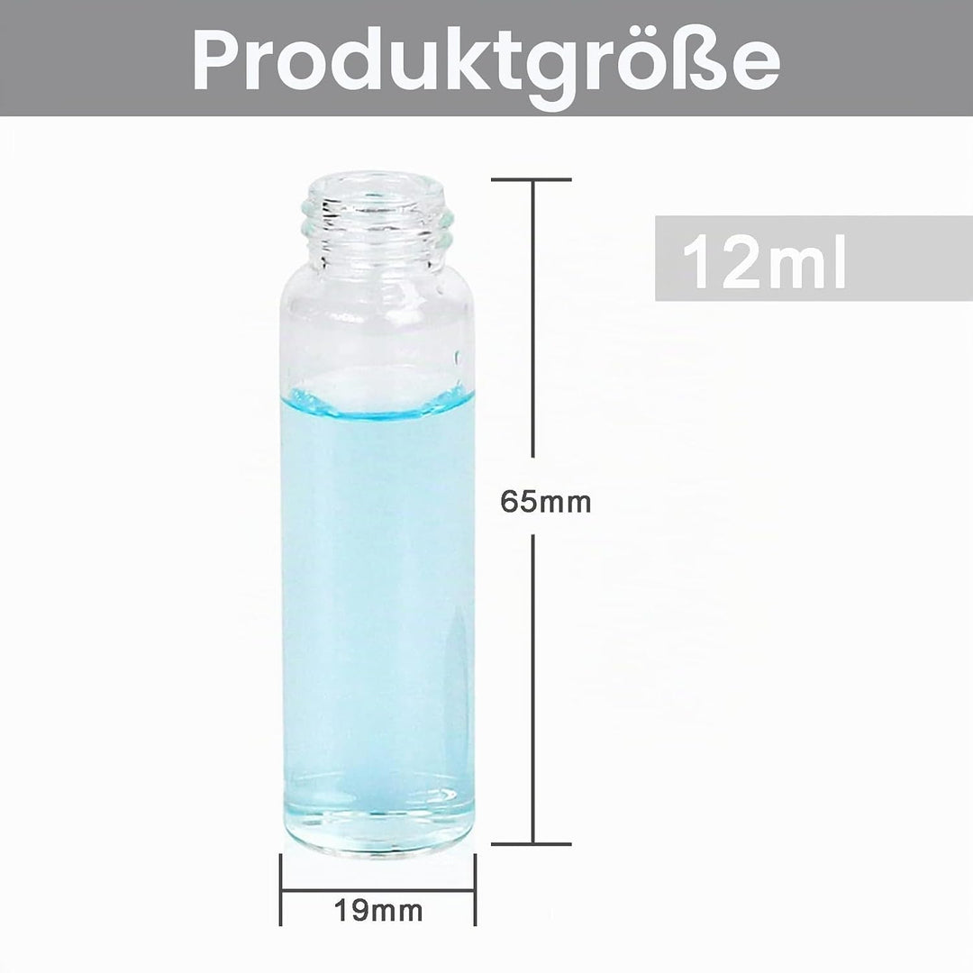 ALWSCI 100 Stück Glasfläschchen 12ml Probe Klarglas Fläschchen mit Schraubverschluss, Probenahme Gla