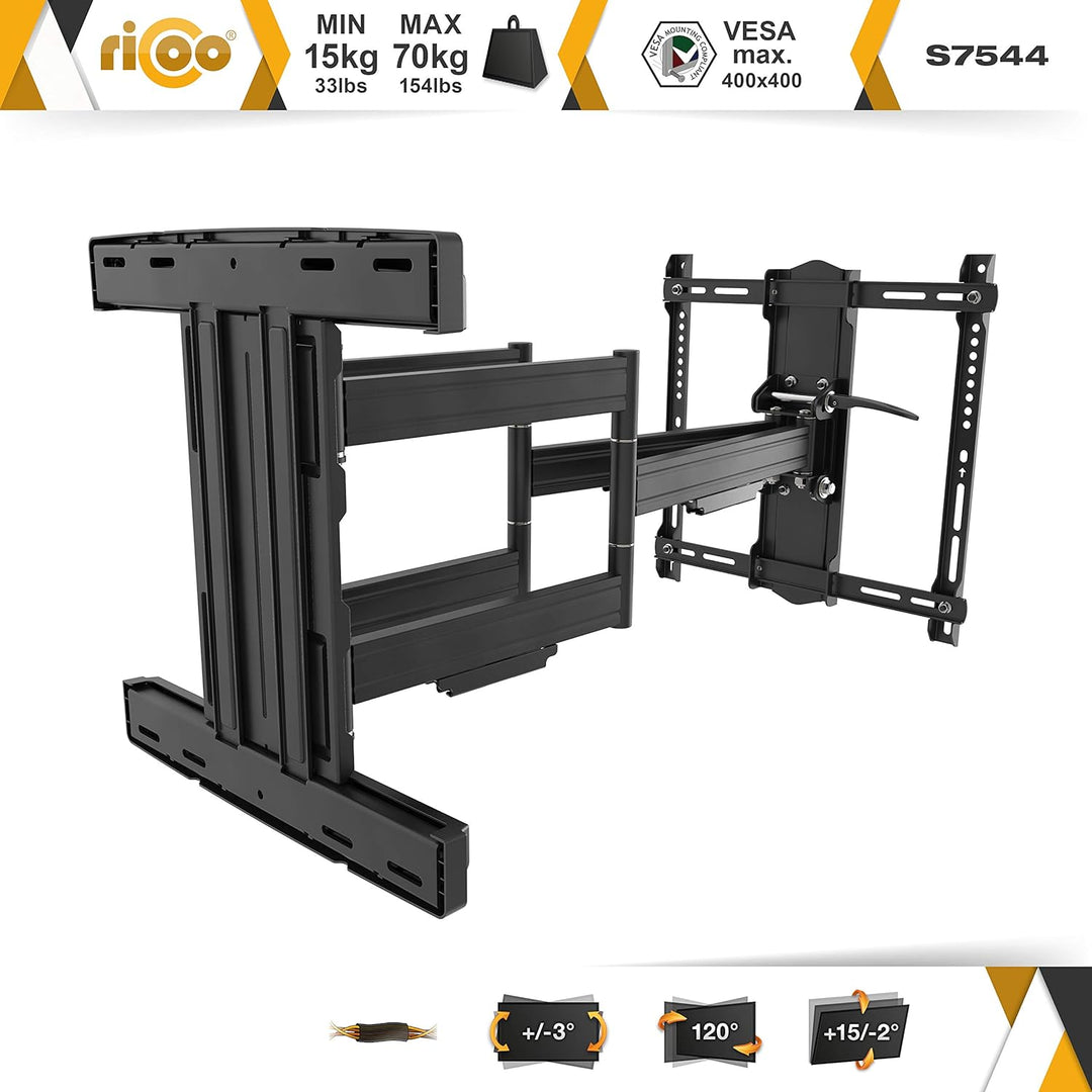 RICOO TV Wandhalterung Fernseher Schwenkbar Neigbar für 55-95 Zoll, Universal TV Halterung S7544-B,