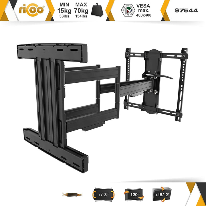 RICOO TV Wandhalterung Fernseher Schwenkbar Neigbar für 55-95 Zoll, Universal TV Halterung S7544-B,