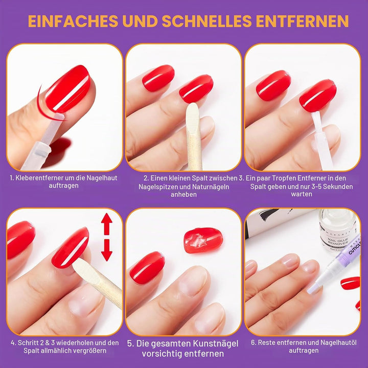 Makartt Nail Glue Set mit Nagelkleber Entferner und Dehydrator - Professionell für Nagelspitzen Fäls