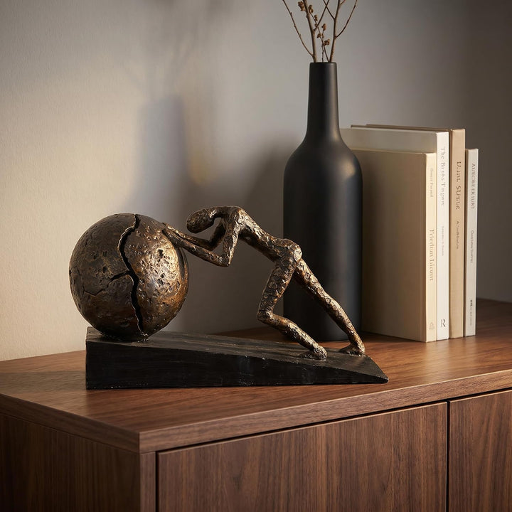 Casablanca - Skulptur Heavy Ball - Poly - Bronzefinish - Schwarzer Base - Höhe 21,5 cm - Länge 37 cm