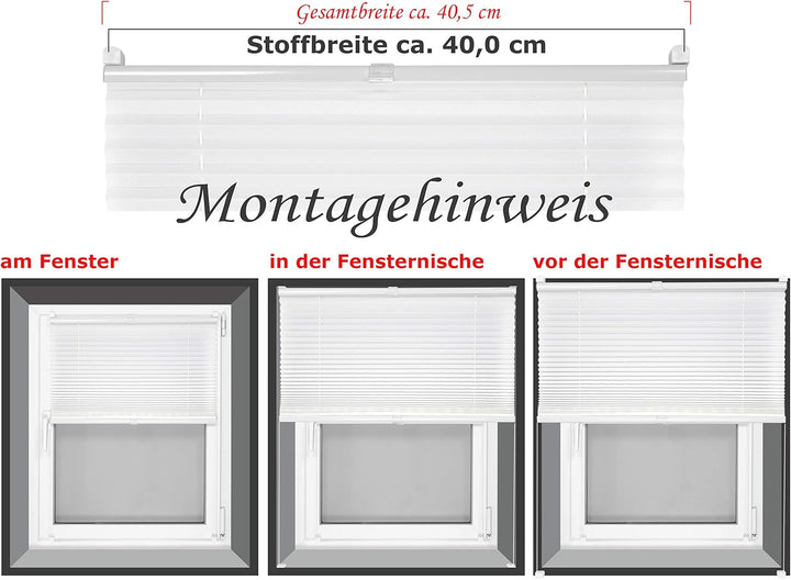 npluseins Plissee - vormontiert und mit Klemmfixierung am Fensterahmen - kinderleichte 3-Step Montag