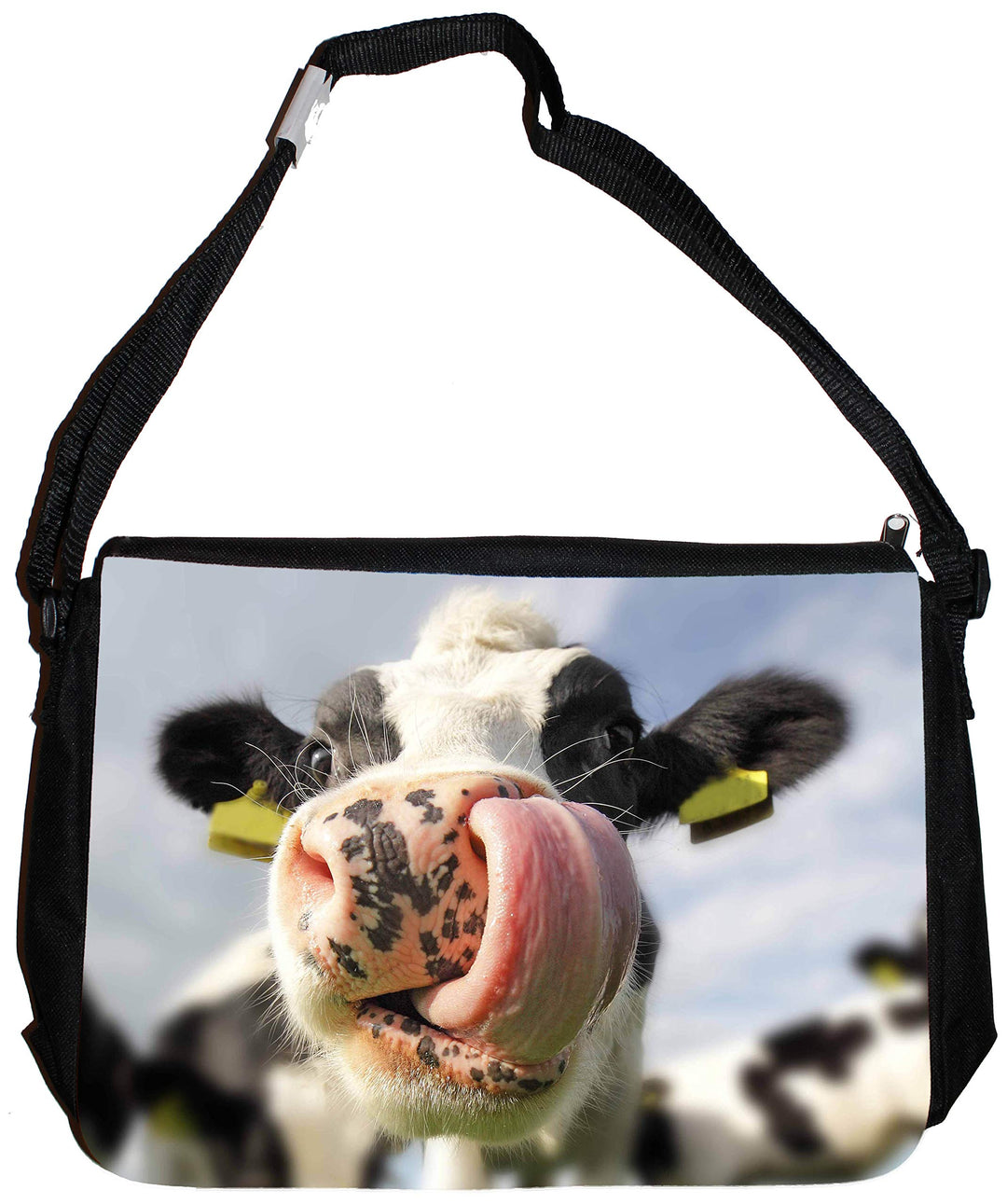Merchandise for Fans Schultertasche - 38x28x8cm, 8,5 Liter, schwarz Motiv: Kuh/Kühe - 01