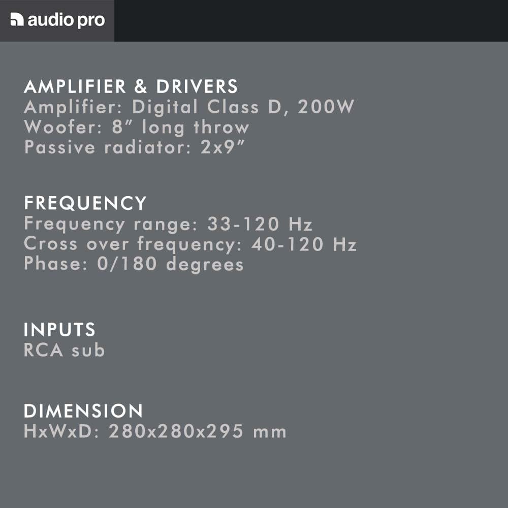 Audio Pro SW-10 - Aktiv Subwoofer mit Bassreflex & Verstärker 200W Digital Klasse D - Home Entertain