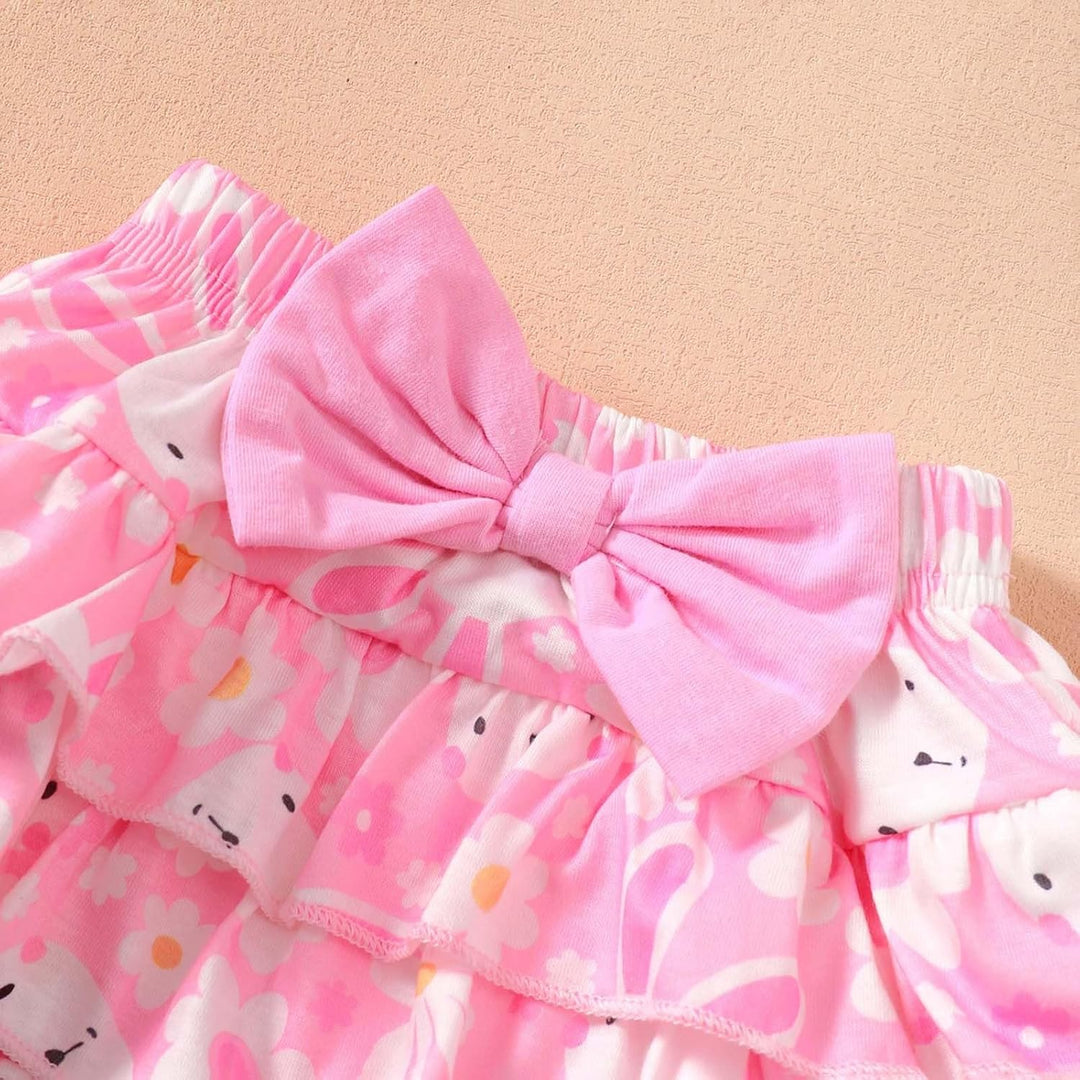 Baby Mädchen Ostern Kleidung Geburtstag Outfit Bunny Kurzarm Strampler Hohe Taille Rüschen Tütü Rock
