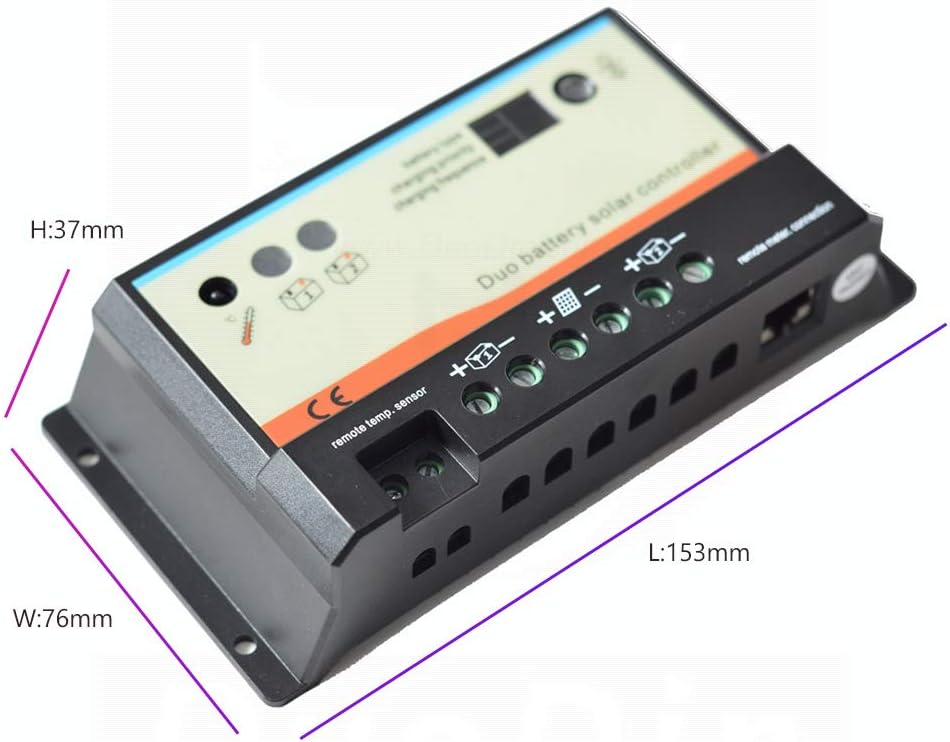 PWM 20A Dual Batterieladeregler, 12V 24V Auto für Wohnmobile, Boote, Wohnwagen, Busse oder Solarsyst