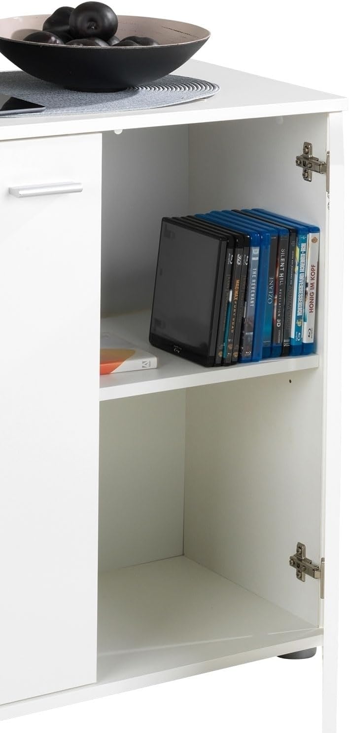 Home4You Kommode mit 2 Türen - Weiss matt - 71 cm breit - Sideboard Mehrzweckschrank