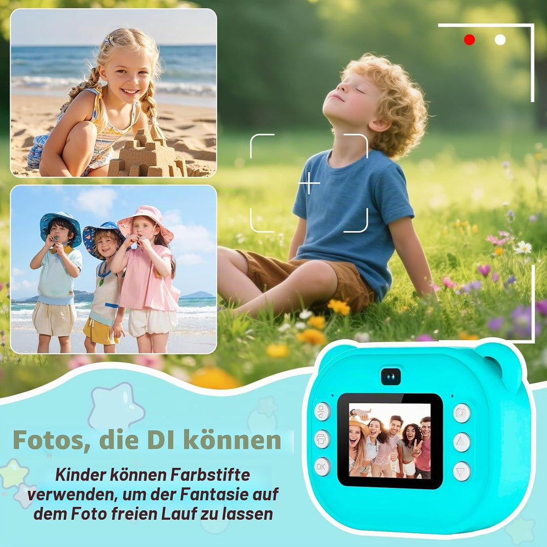 Sofortbildkamera für Kinder mit Drucker, 48MP & 1080P Digitalkamera mit 2,4 Zoll Display, Kinderkame