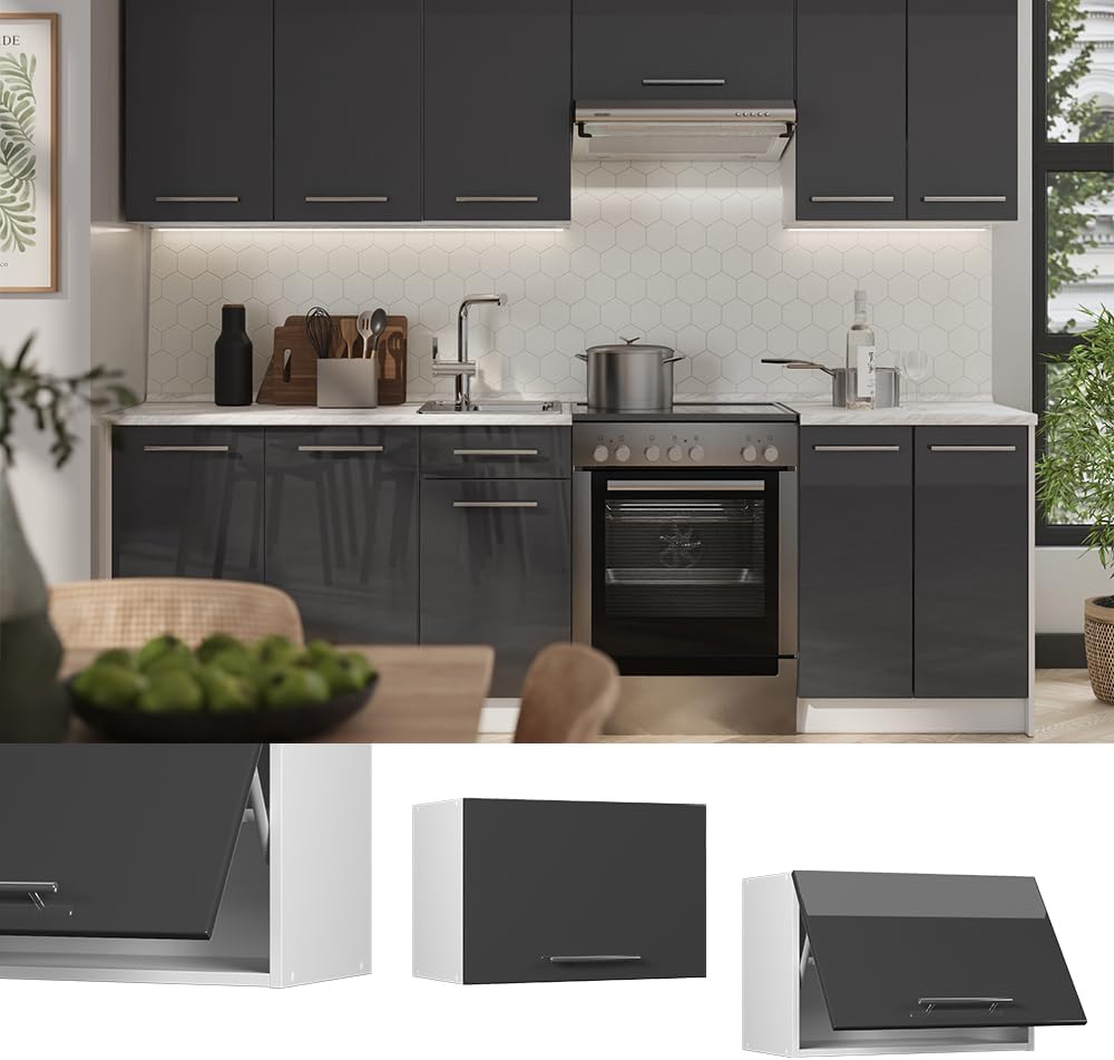 Vicco Hängeschrank Fame-Line, Anthrazit Hochglanz/Weiss, 60 cm | zur Kombination mit weiteren Module