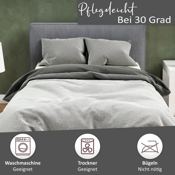Leonado Vicenti Teddyplüsch Bettwäsche 155x220 cm Cashmere Touch Warme Winter Uni Bettbezug Deckenbe