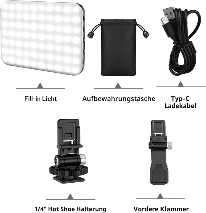 Selfie-Licht, 60 LED 2200mAh wiederaufladbares Handy-Fülllicht 7 Modi, 10-stufige Helligkeit, tragba