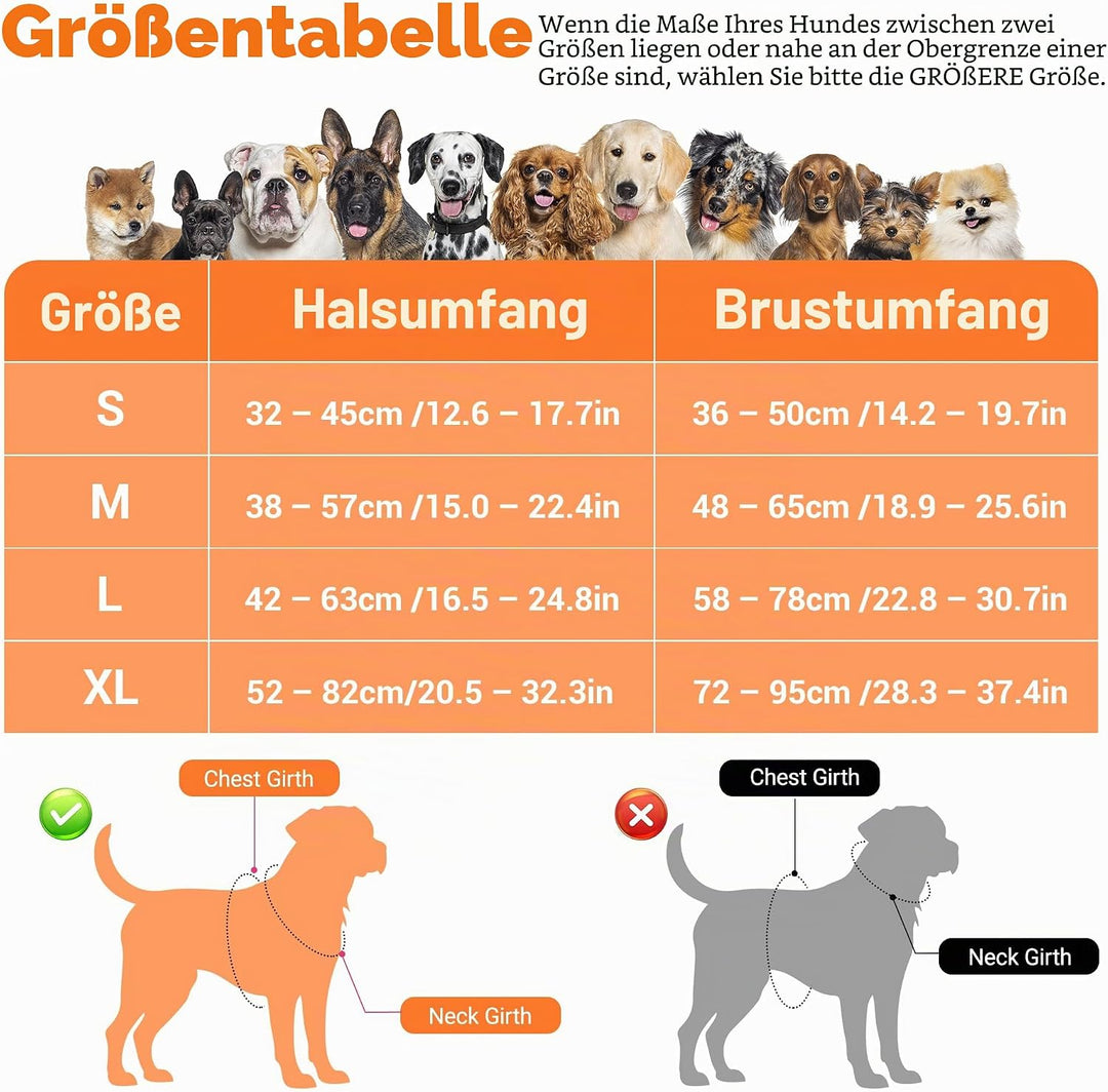 Funfox Hundegeschirr Mittelgrosse Hunde [M] - Verstellbares Anti-Zug Brustgeschirr mit Griff & Refle