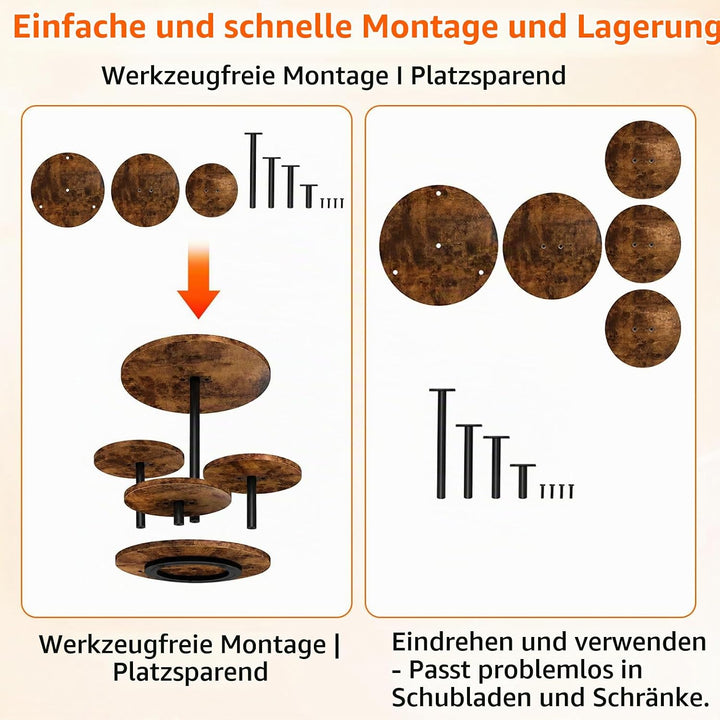 Cupcake-Ständer Aus Holz, Tortenständer 4 Etagen, Um 360° Drehbar, Formschön, Durchmesser 20/30 Cm,