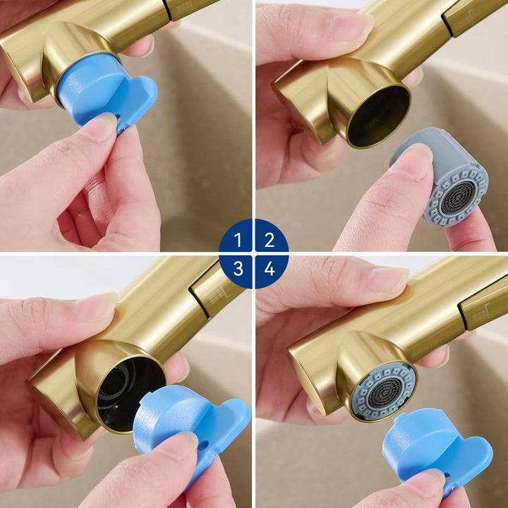CECIPA Wasserhahn Küche Gold, Ausziehbare Küchenarmatur, Armatur Küche mit Sprühkopf und zwei Sprühm