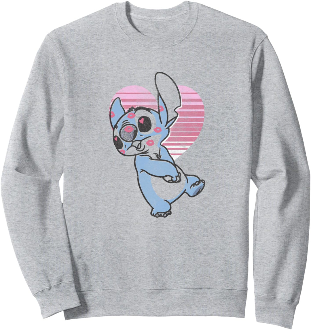 Disney Lilo & Stitch Valentinstag Stitch Retro Pink Heart Sweatshirt