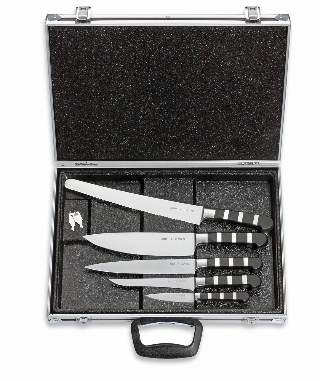 F. Dick Messerset 1905 (Magnetkoffer, Officemesser, Tranchiermesser, Ausbeinmesser, flexibel, Univer