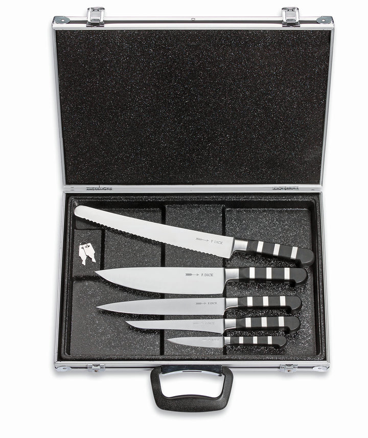 F. Dick Messerset 1905 (Magnetkoffer, Officemesser, Tranchiermesser, Ausbeinmesser, flexibel, Univer