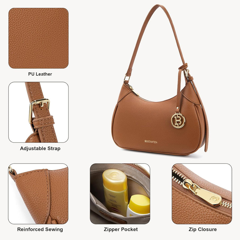 BOSTANTEN Damen Henkeltaschen Klein Handtaschen Schultertasche für Frauen Shopper Tasche Braun, Brau