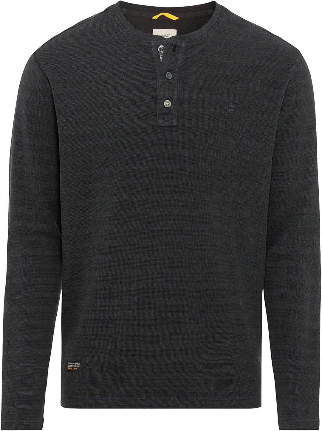 camel active Herren Langarm Henleyshirt aus Reiner Baumwolle M Asphalt, M Asphalt