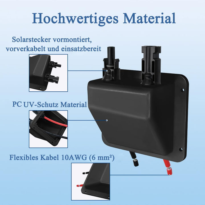 Solar Dachdurchführung mit 0.33Ft 10AWG Kupferkabel, Solar Doppel Kabeldurchführung mit IP68 Solarpa