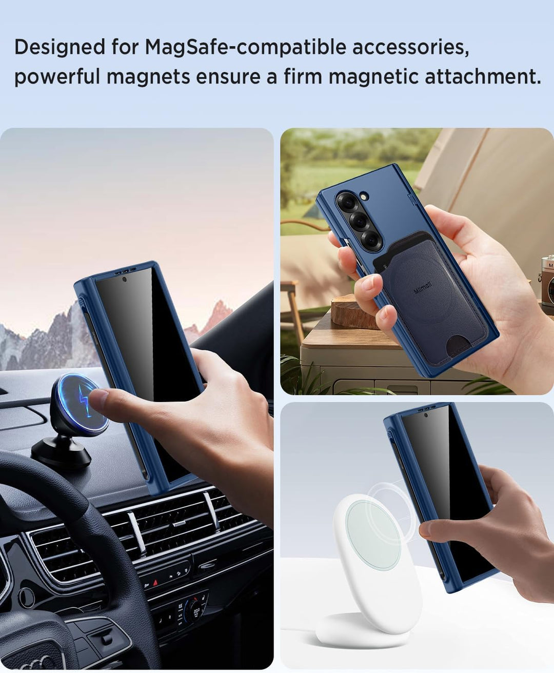 Miimall Magnetisch Hülle Kompatibel mit Samsung Galaxy Z Fold 6 Hülle mit S-Pen & Stifthalter, [Anti
