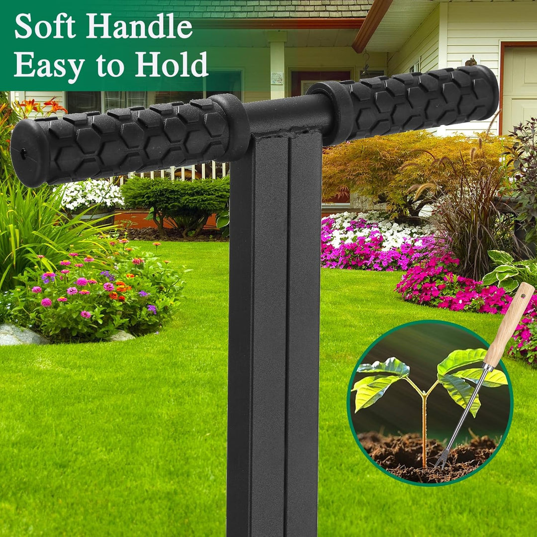 Rasenlüfter, Aerifizierer für Rasen mit Ablageschale Reinigungswerkzeug und Handschuh, 95cm T-Griff