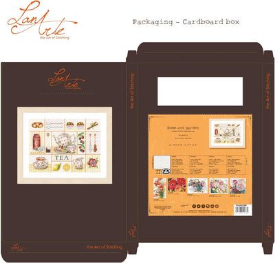 Lanarte Zählmusterpackung Tea Party Zählstoff Kreuzstichpackung, Baumwolle, Mehrfarbig, 39 x 29 x 0.