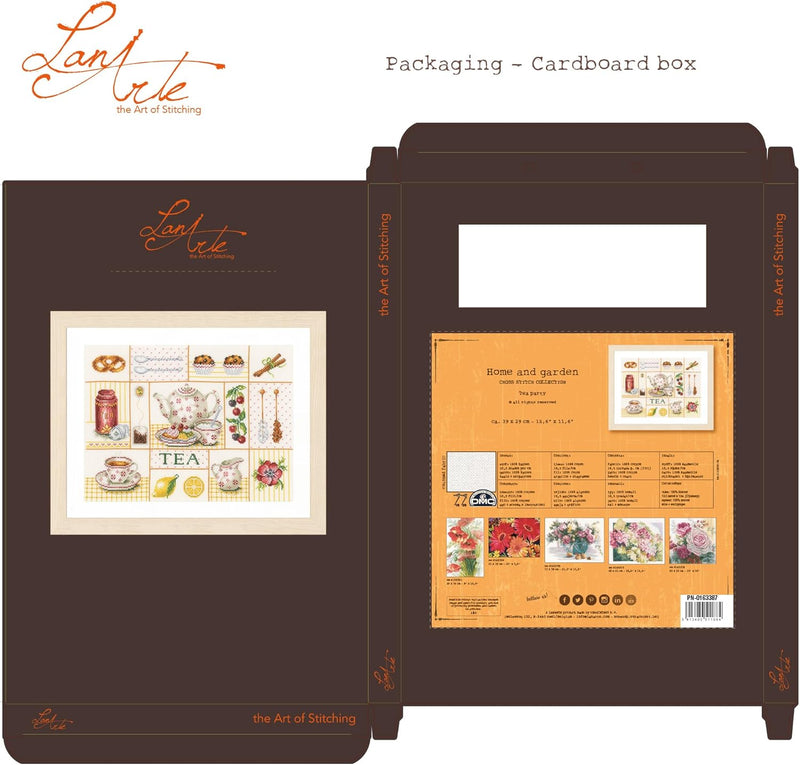 Lanarte Zählmusterpackung Tea Party Zählstoff Kreuzstichpackung, Baumwolle, Mehrfarbig, 39 x 29 x 0.