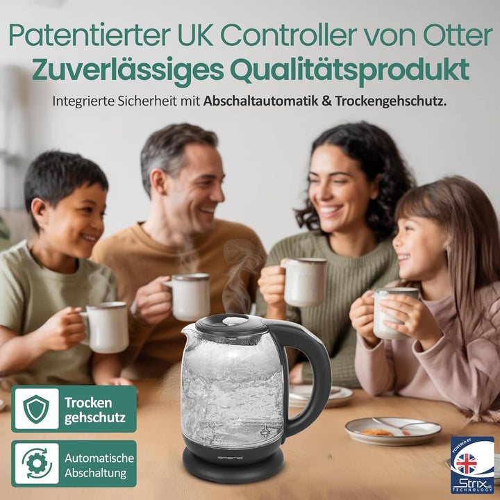 Emerio WK-119255 TESTSIEGER Haus & Garten Test 02/2019, Glas Wasserkocher mit Temperaturwahl (60°C/7