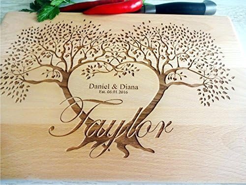 Personalisiertes Schneidebrett - Familienstammbaum | Handgefertigt Küchenbrett aus Holz | Geburtstag