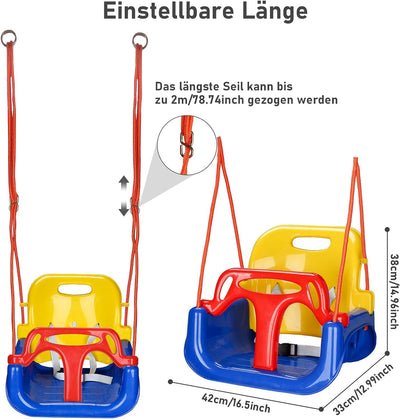 Lospitch Babyschaukel Kinderschaukel 3 in 1, Garten Spielzeug Schaukel für Baby Kinder, belastbar bi