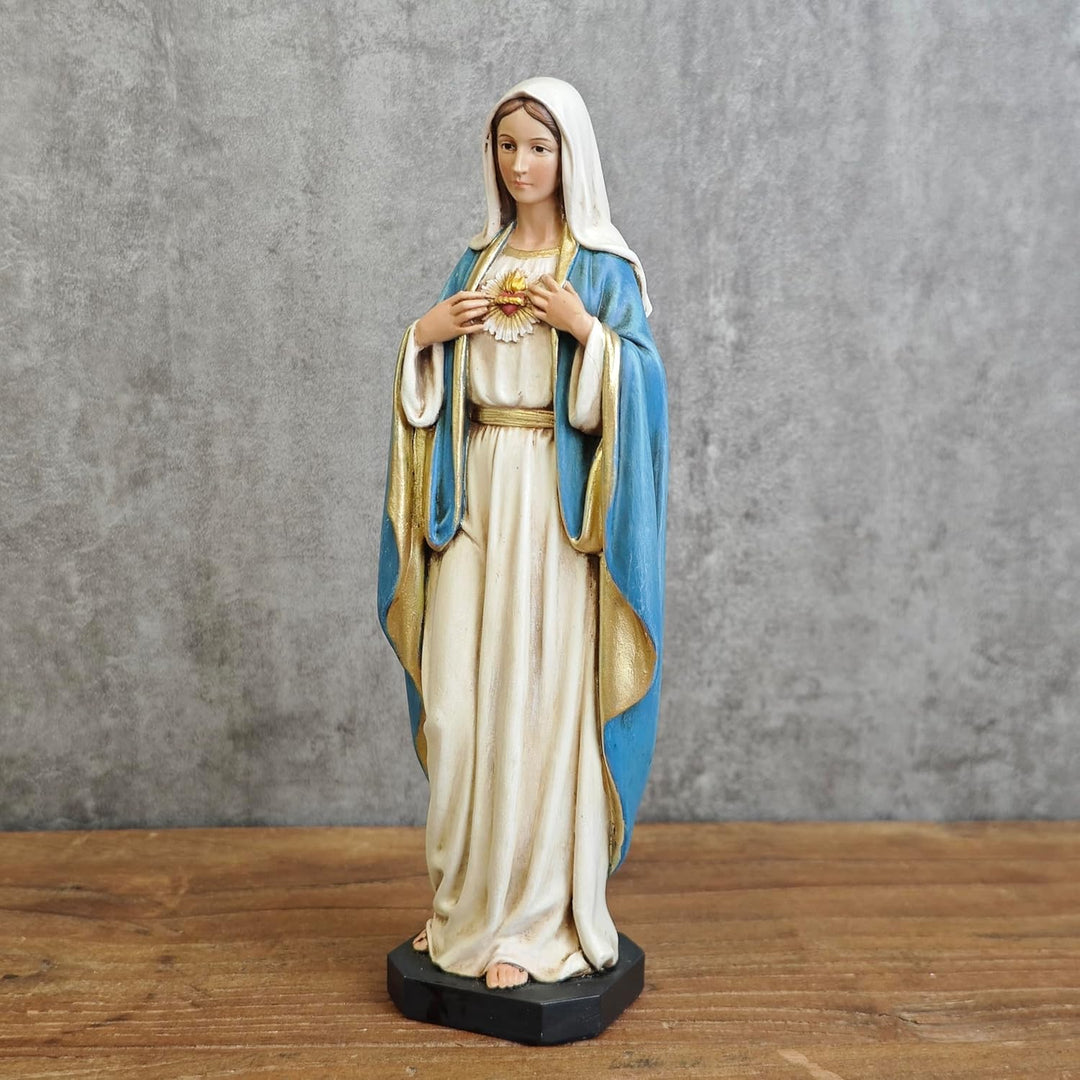 BC katholische Unbefleckte Herz-Maria-Figur, Maria-Statuen, handbemalte katholische Geschenke, 15,2