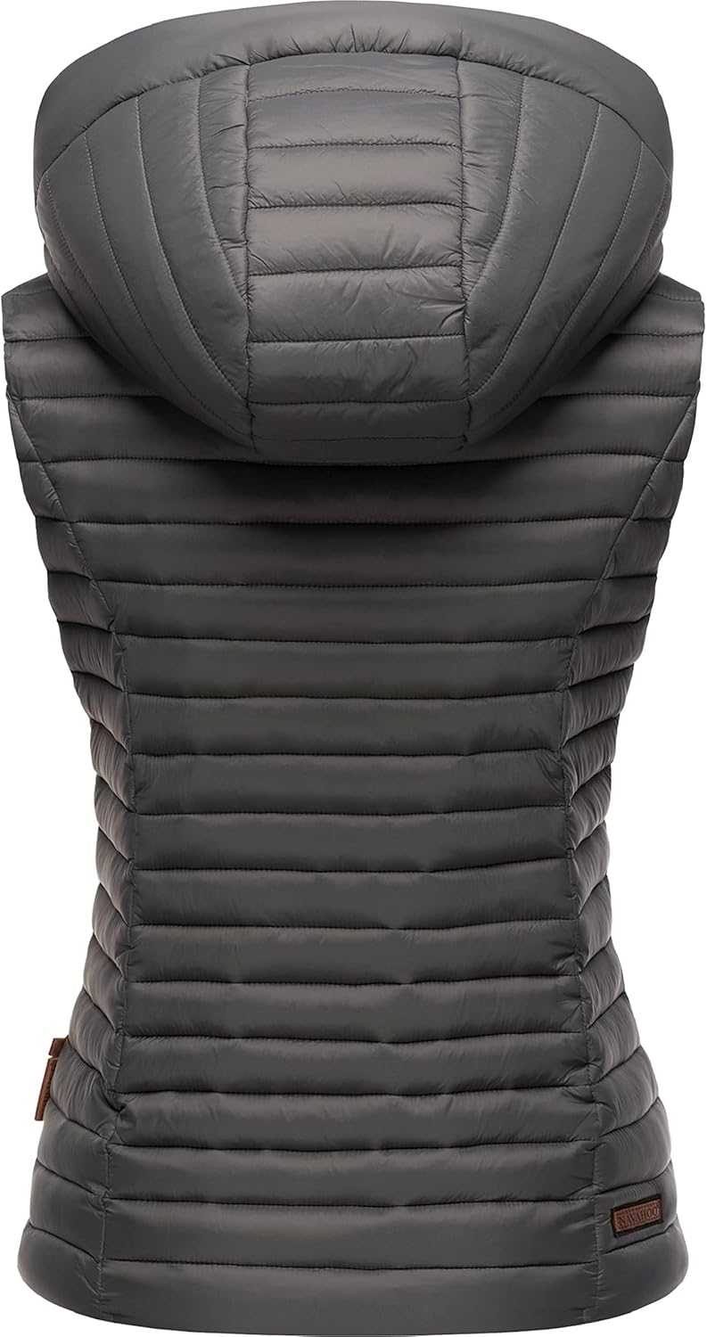 Navahoo Damen Übergangsjacke leichte Steppweste mit Abnehmbarer Kapuze Shadaa XS-3XL XS Anthracite,