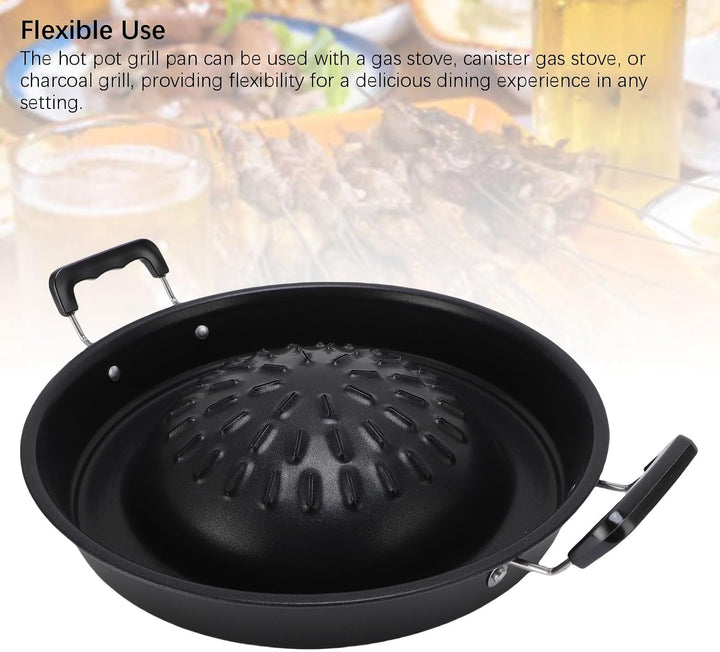 Thai BBQ Grillpfanne, 2-in-1, antihaftbeschichtet, gleichmässige Erwärmung, Aluminium-Hot Pot Grill,