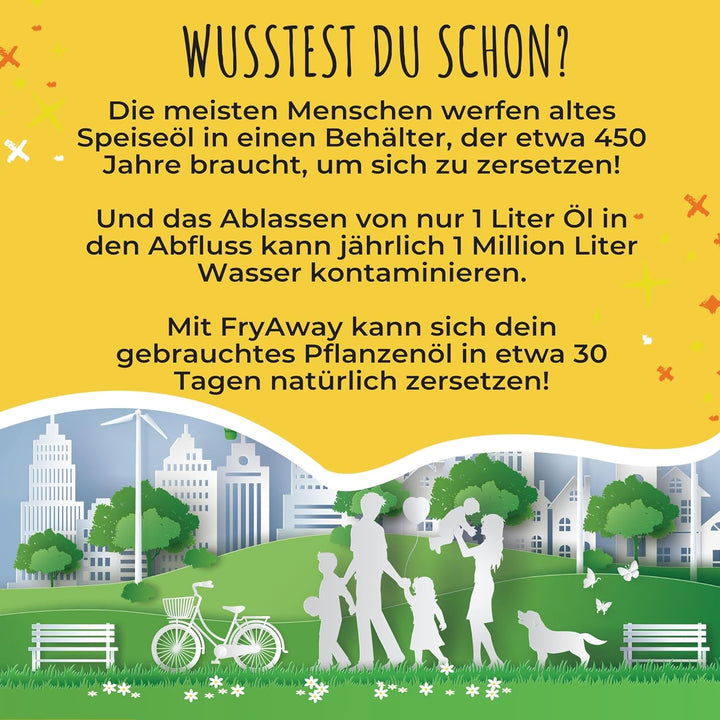 FryAway Super Fry Speiseöl-Verfestigungspulver, 100% pflanzlich, Altöl-Entsorgung, verfestigt bis zu