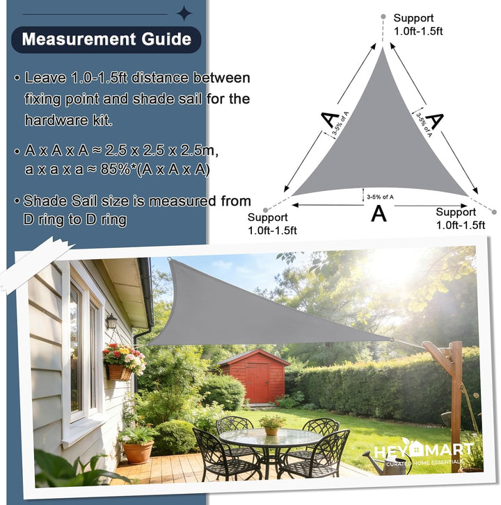 Sonnensegel Dreieck 2,5 x 2,5 x 2,5m Wasserdicht Sonnenschutz inkl Befestigungsseile PES Polyester m