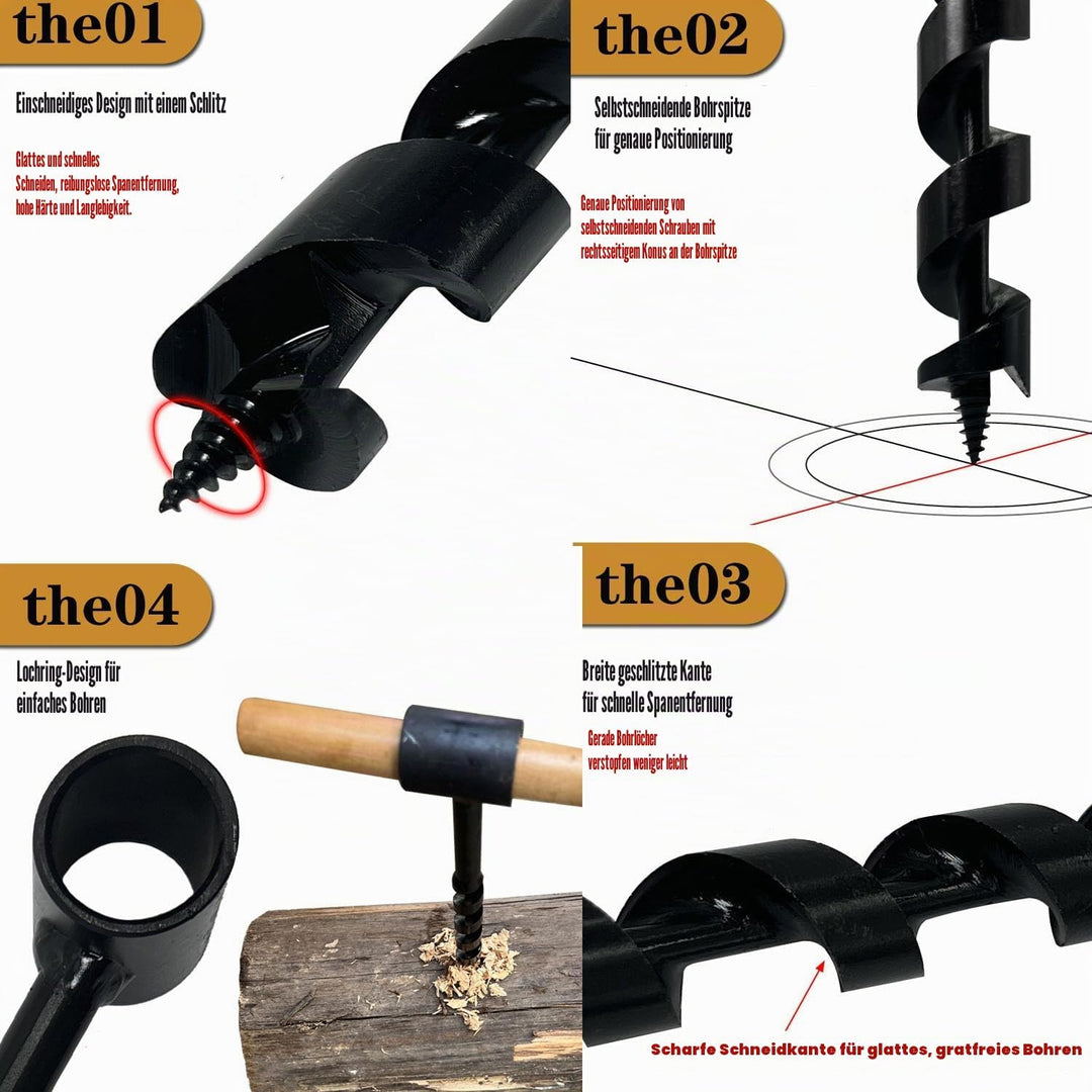 4 Stück Handbohrer für den Aussenbereich,Handbohrmaschine für Holzbearbeitung,für Outdoor Survival,C