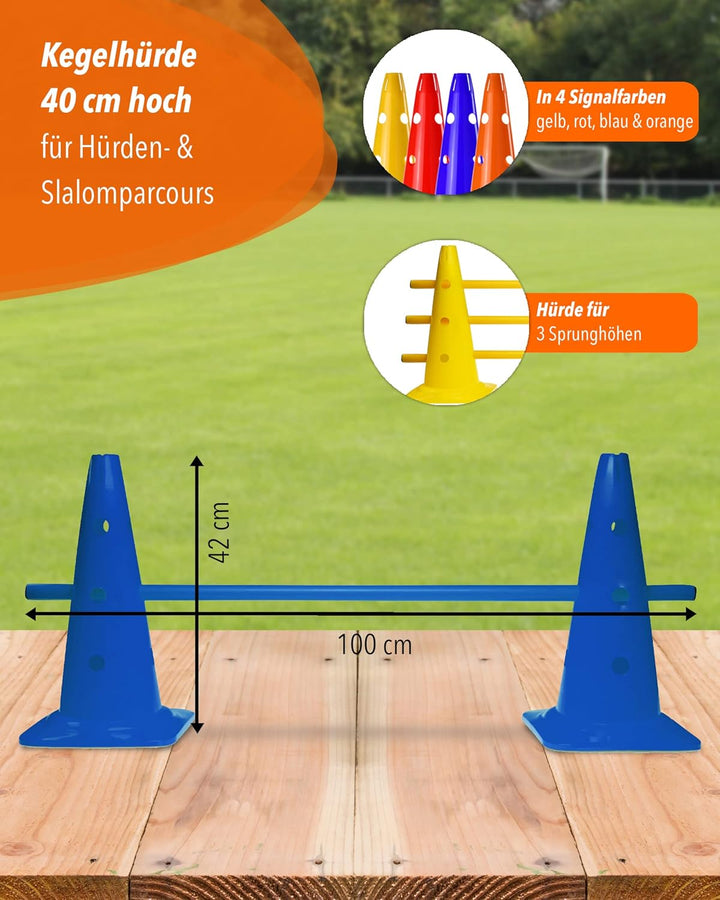 Kombi Kegel 40 – 4 im Set – für den Aufbau von Hürden- oder Slalom-Parcours für Agility-Training – S