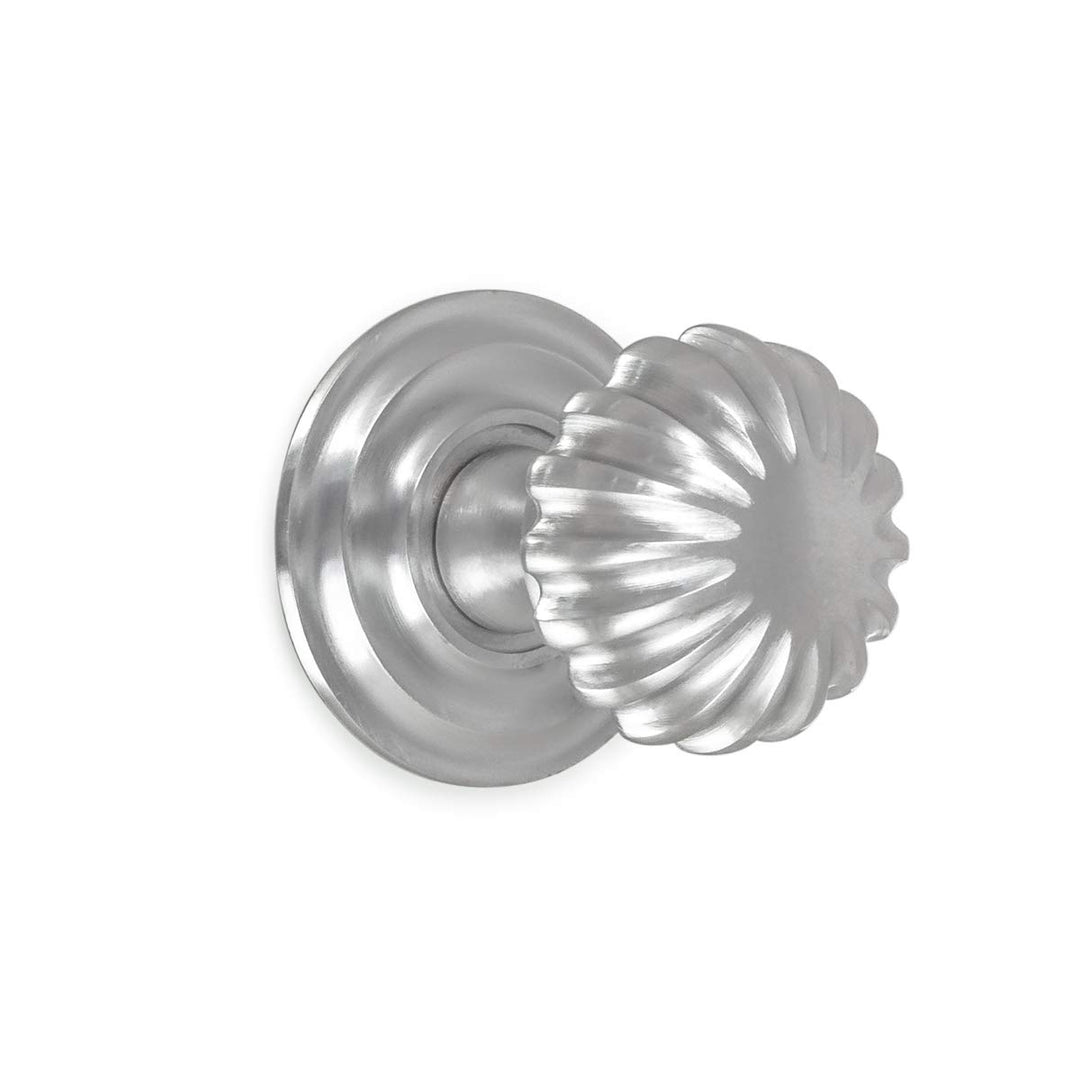 Antikas - Türknauf mit Rosette, feststehend, Türdrücker aus mattem Chrom, wie antik