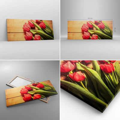 ARTTOR Wandbilder Dekoration Wohnzimmer Tulpen Blumenstrauss Sommer Garten Bilder auf Leinwand 120x5