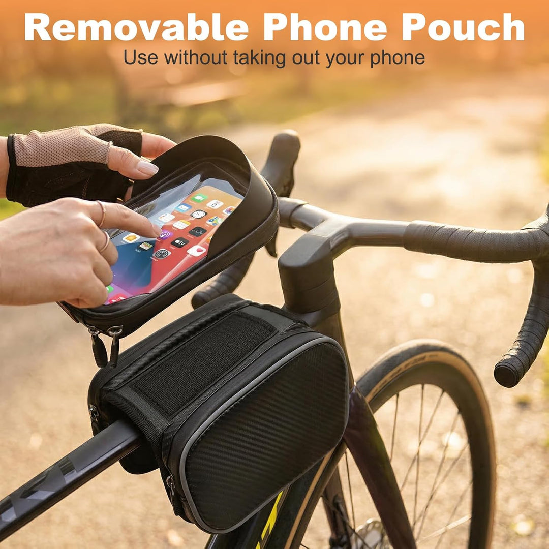 Lenkertasche Fahrrad, Wasserdicht Fahrrad Rahmentasche mit TPU Touchscreen Handytasche Oberrohrtasch