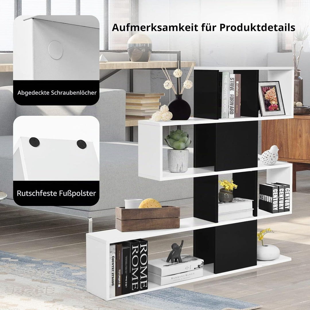 GIANTEX Bücherregal mit 4 Ebenen, Raumteiler Standregal 10 Fächern, Regal für Bücher, Deko, Fotos &