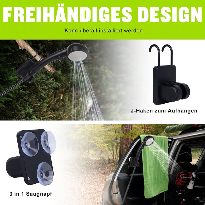 Spopal Campingdusche Tragbare, [6000mAh] Camping Dusche mit mit Pumpe und Temperaturanzeige, Camping