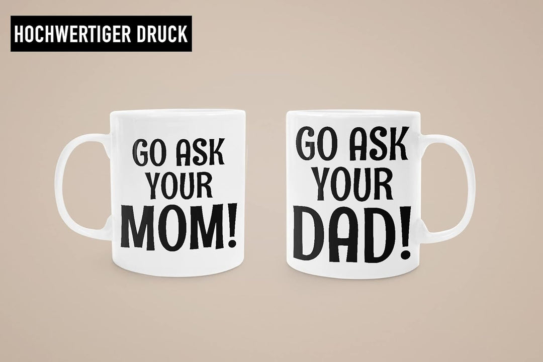 Trendation - Geschenk für Mama und Papa Vater und Mutter Tassen Set Lustiger Spruch Geschenkidee Wei
