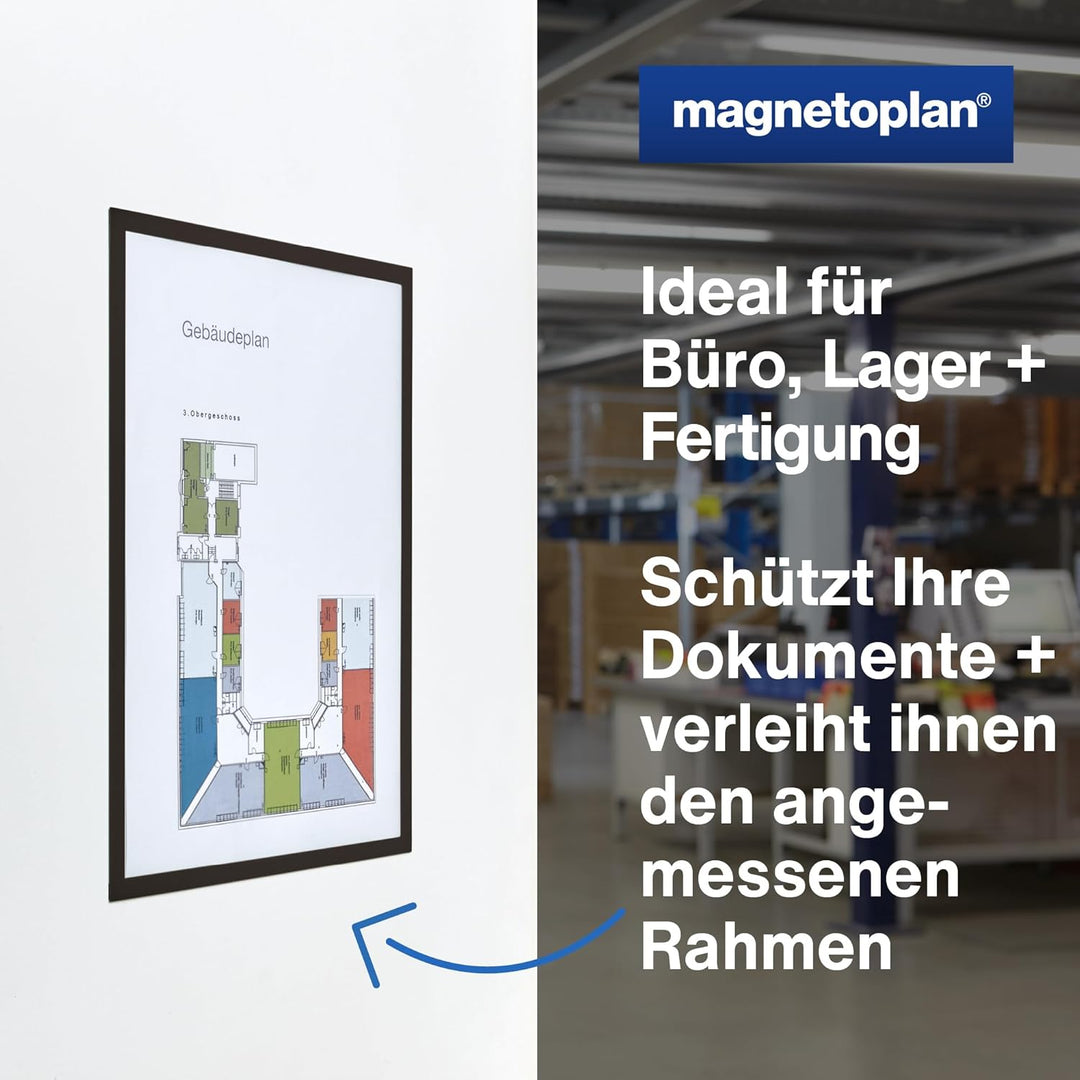 magnetoplan 1130412 magnetofix Magnetrahmen 5 Stück, A3, schwarz