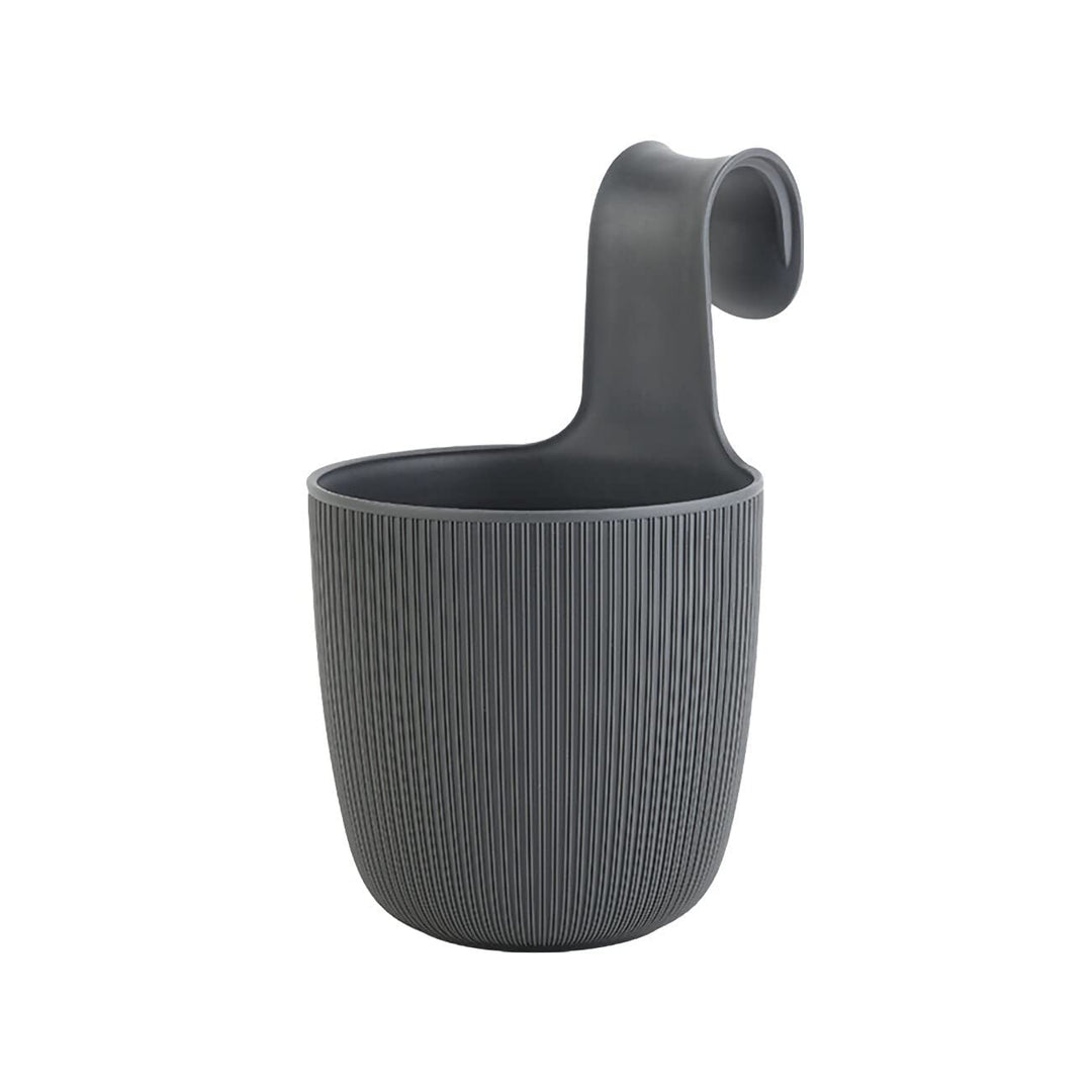 1 x Blumentopf zum Hängen, integriertes Drainagesystem, Farbe: Anthrazit, Ø 15 cm, Pflanztopf-Kübel,
