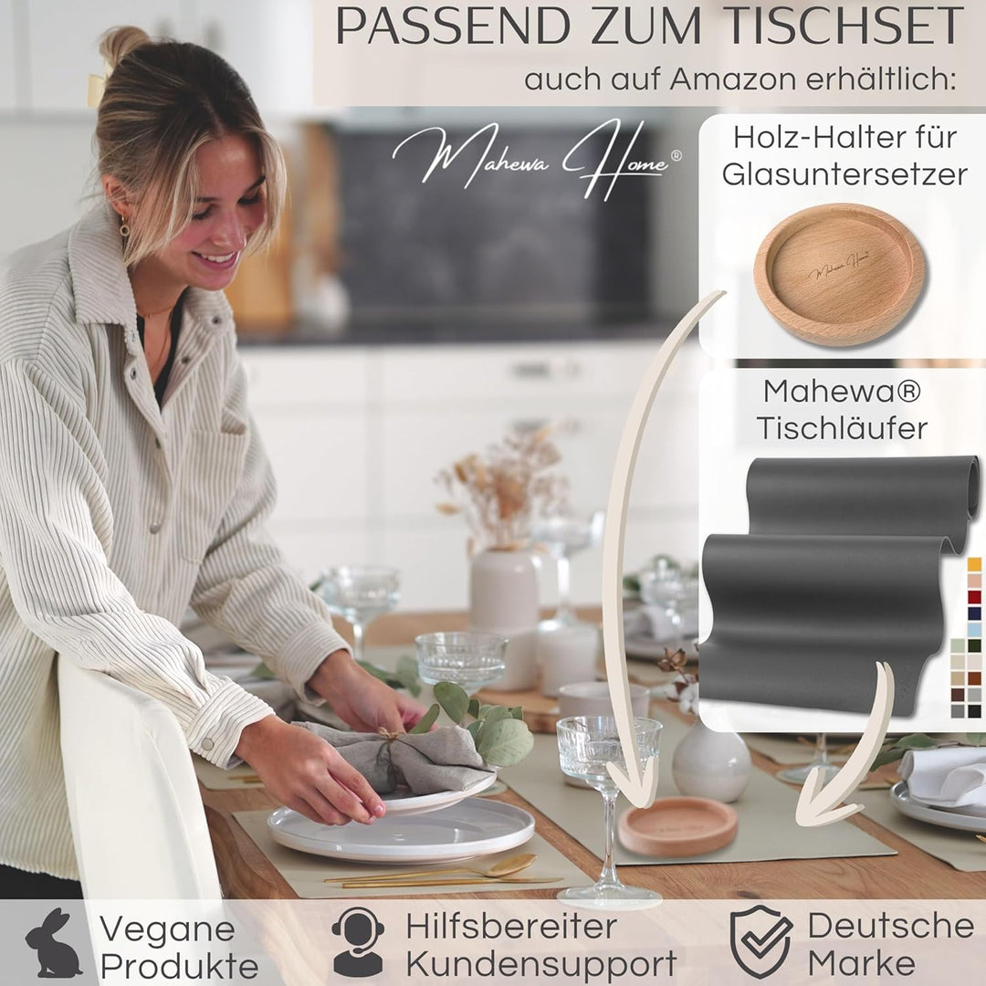 Mahewa® 6er Set Premium Tischset aus Leder-Imitat - Kunstleder Platzset abwaschbar und wasserdicht -